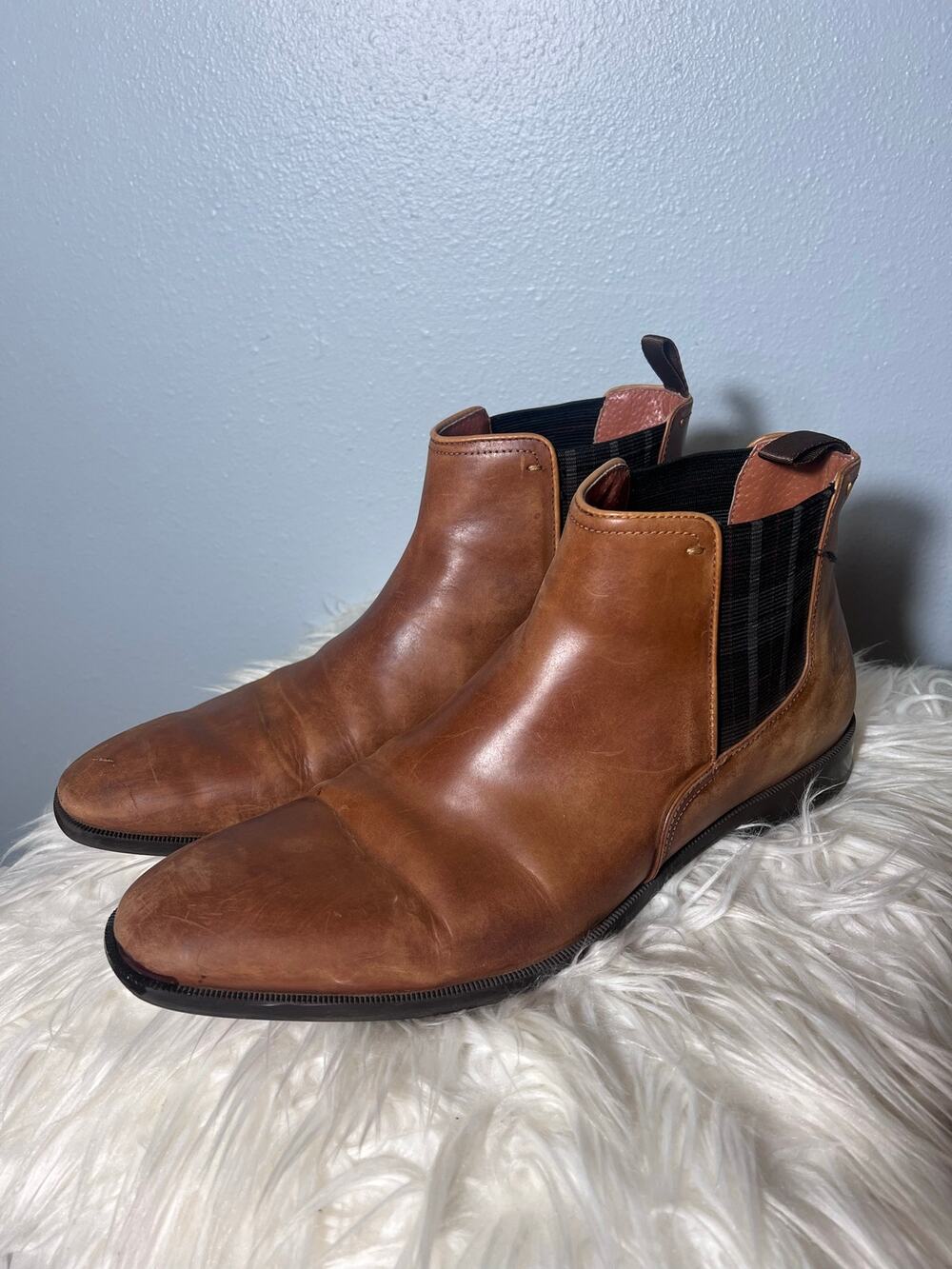 Florsheim Men’s Sz 11 Leather Belfast Chelsea Ankle Boot Brown Easy Slip On